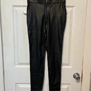 HUE Studio Black Faux Leather Pants